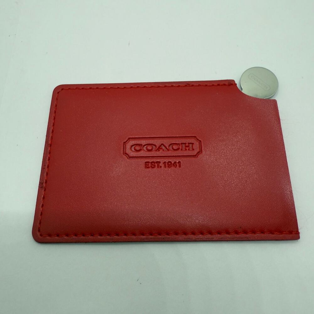 COACH Novelty Slide Out Pocket Mirror in Red Leather Case